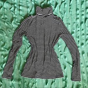 J Crew Black & White Stripped Turtle Neck